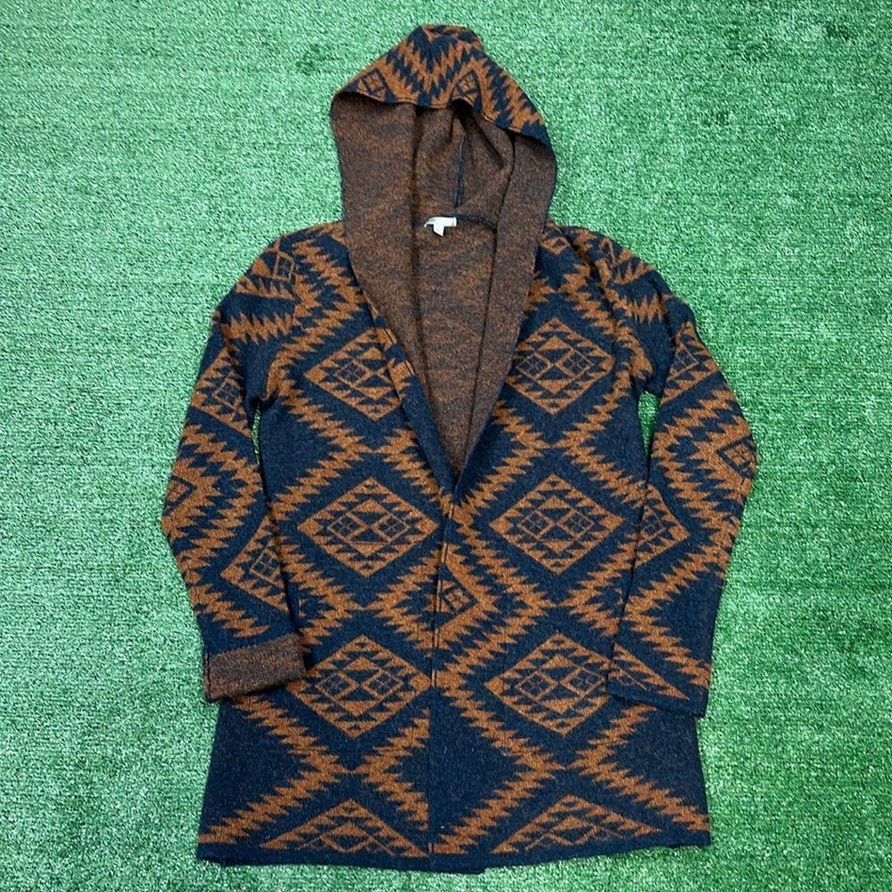 Horny Toad Blue and Orange Geometric Cardigan